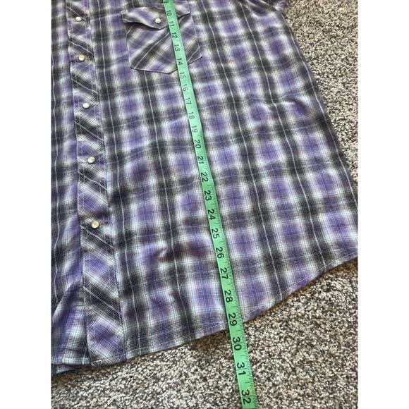 Wrangler Men’s Purple Black Plaid Pearl Snap Short Sleeve Shirt Size 2XL - Picture 6 of 7